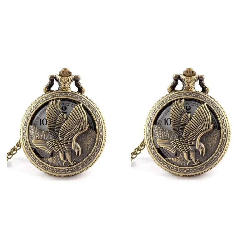Bronze Eagle Pocket Watch – Quartz Necklace Pendant, Vintage Unisex Gift