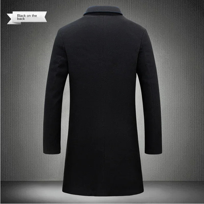 Abrigo Largo Hombre Mezcla Lana Slim Fit 2024 – Chubasquero Business Fashion Primavera Otoño