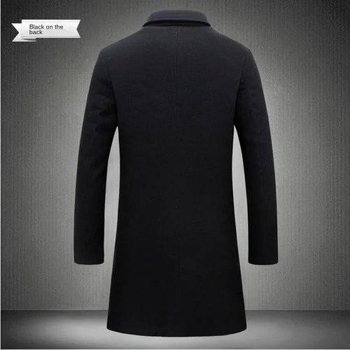 Abrigo Largo Hombre Mezcla Lana Slim Fit 2024 – Chubasquero Business Fashion Primavera Otoño