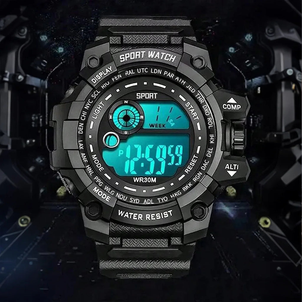 Reloj Digital LED Militar – Luminoso, Deportivo & Resistente al Agua