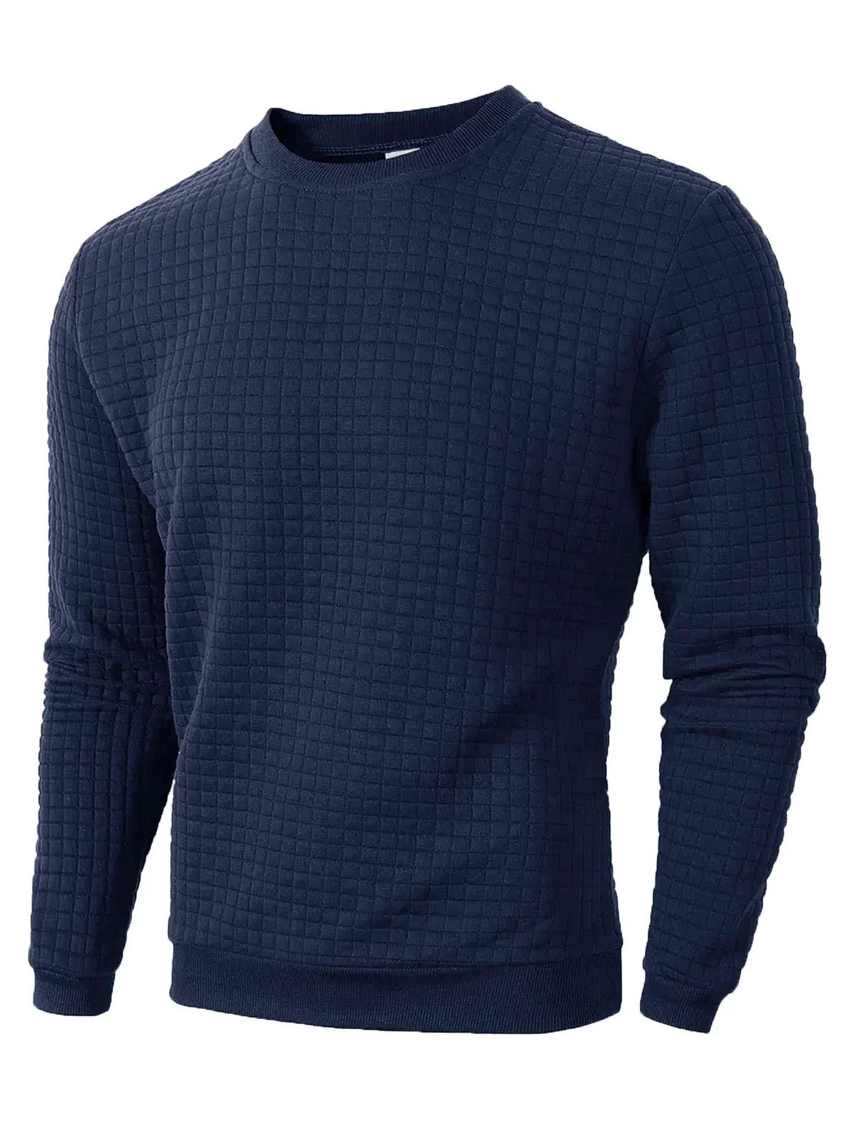 Jersey Hombre Cuello Redondo Jacquard Cuadros – Slim Fit Casual Streetwear Otoño