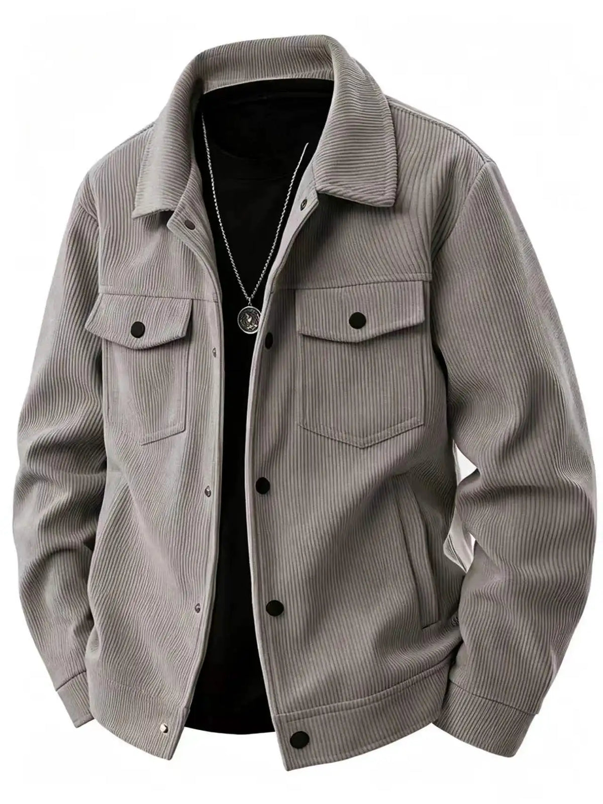 Chaqueta Pana Hombre 2025 Cuello Solapa Estilo Japonés – Abrigo Holgado Tendencia Otoño