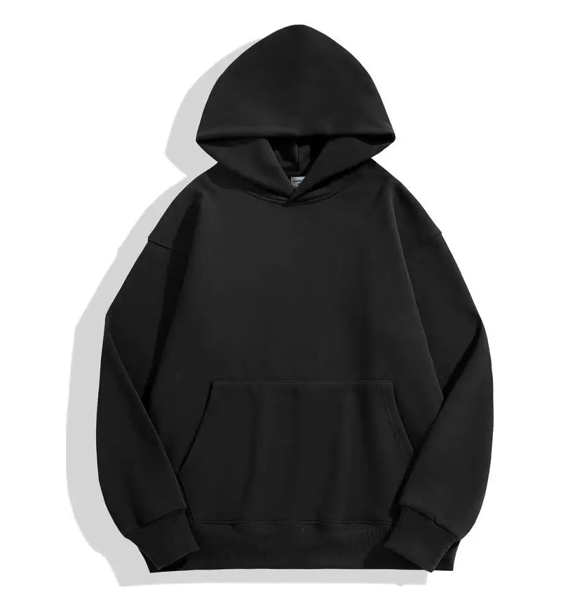 Men's Heavyweight 500GSM Cotton Sweatshirt Solid Color – Premium Thick Autumn Winter Hoodie