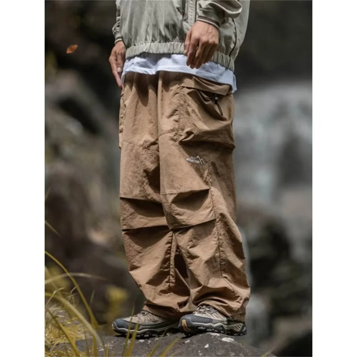 Pantalones Cargo Hombre Impermeables Hip Hop Harajuku – Montañismo Trabajo Casual Negro Primavera