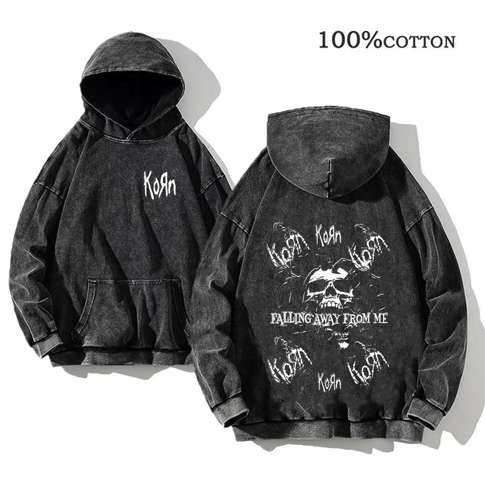 Sudadera Vintage Lavada Korn Rock Band Streetwear