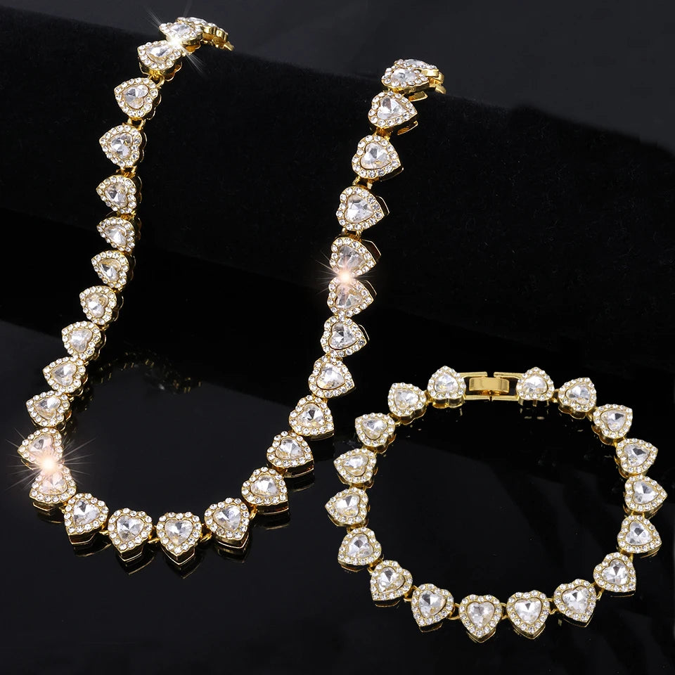 Set Collar & Pulsera Hip Hop con Brillantes – Joya Unisex Tendencia Rock