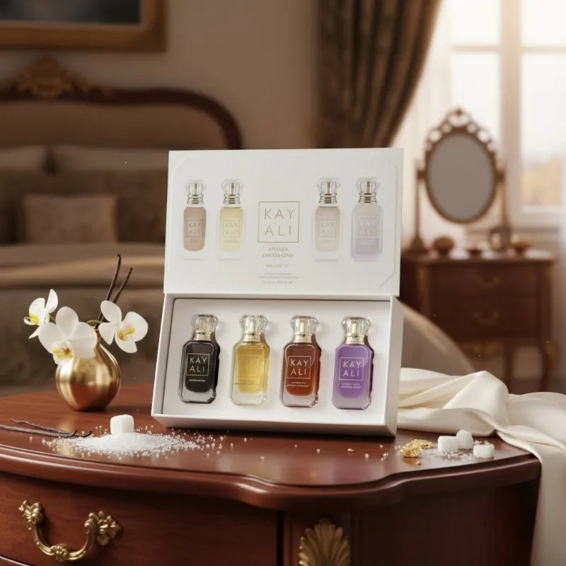 KAYALI Set Perfume Unisex 4x10ml – Floral Frutal Almizcle Vainilla Royal Fresco Elegante Larga Duración