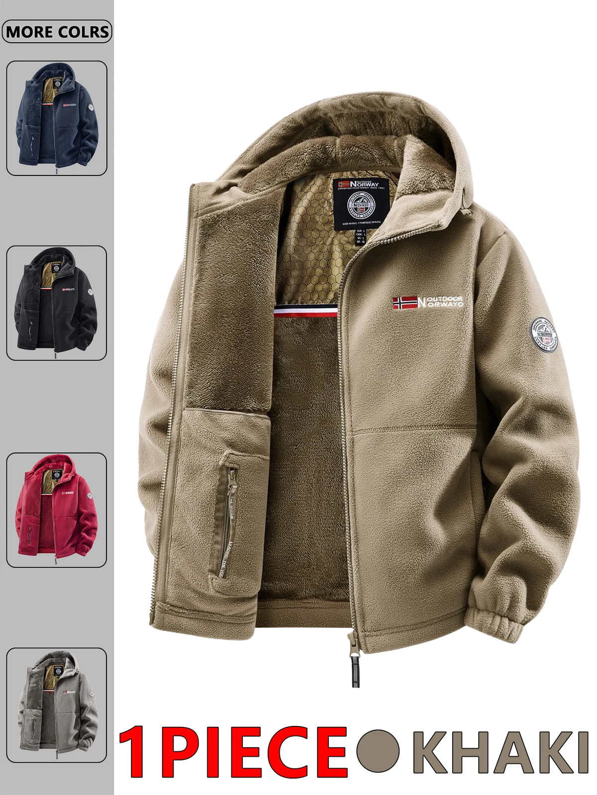 Men's Quilted Hooded Jacket – Casual Streetwear Fall Winter, Solid Colors