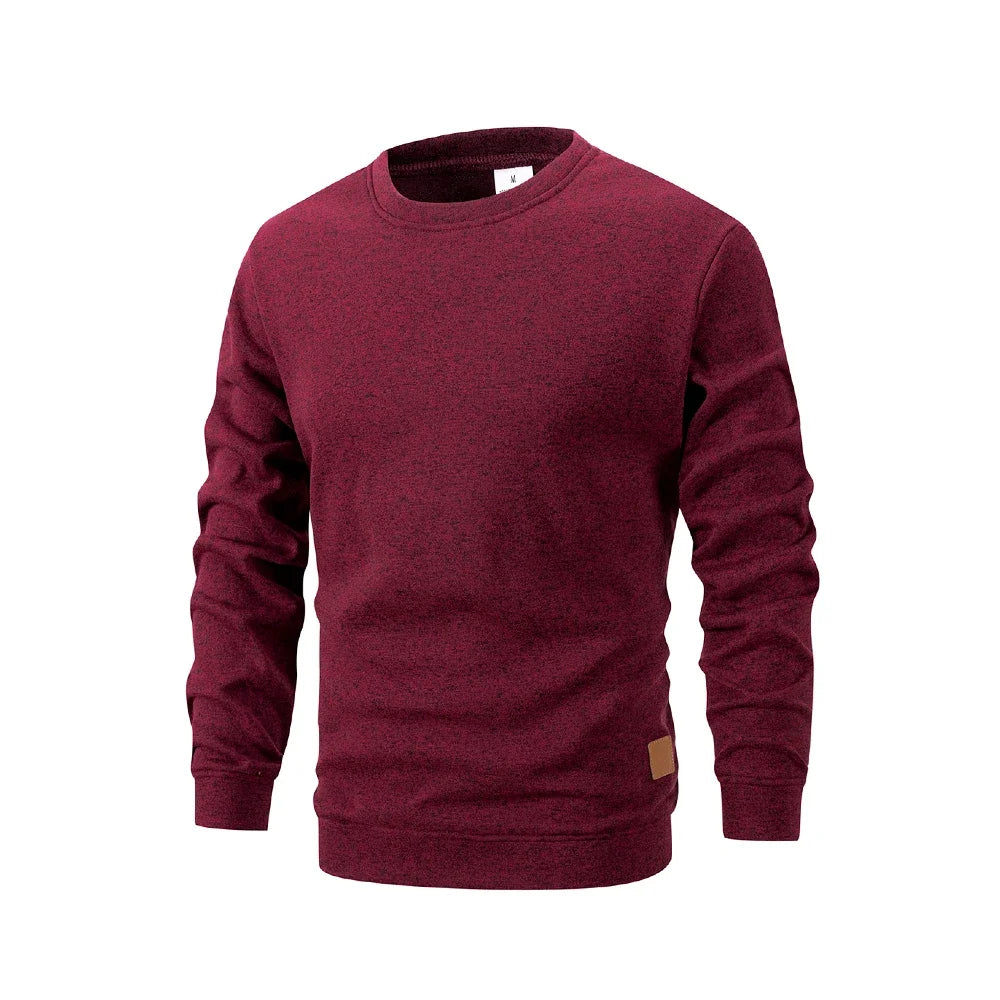 Jersey Hombre Cuello Redondo Pull Casual Deportivo – Forro Polar Sólido Primavera Otoño