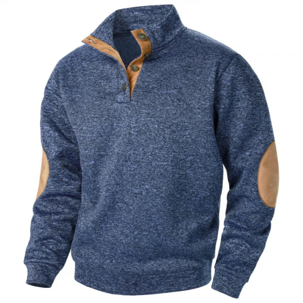 Sudadera Hombre Patchwork Contraste Cuello Mao – Hoodie Vintage Pull Otoño Invierno