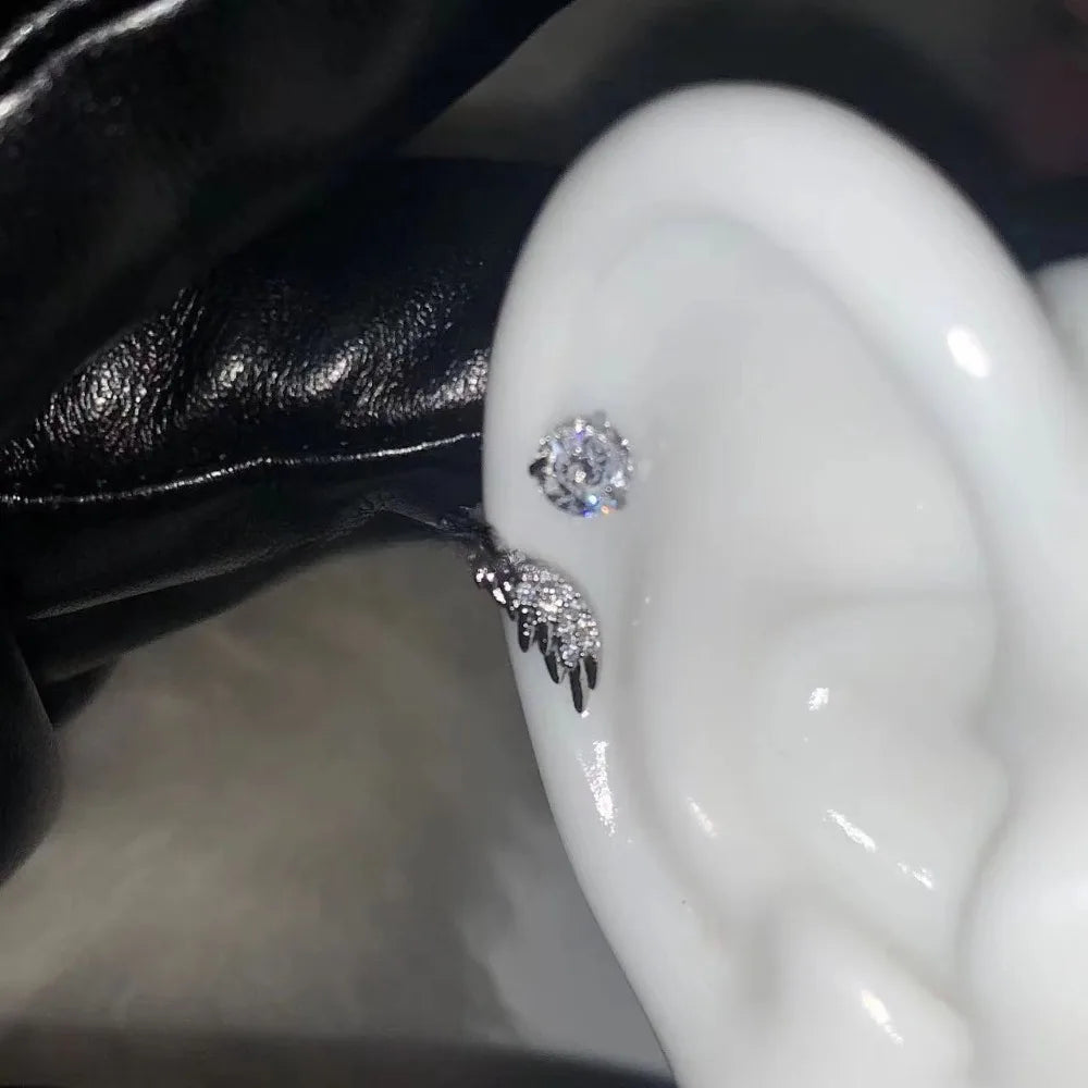 Pendientes Alas de Ángel con Zirconia – Acero Inoxidable Estilo Coreano Y2K