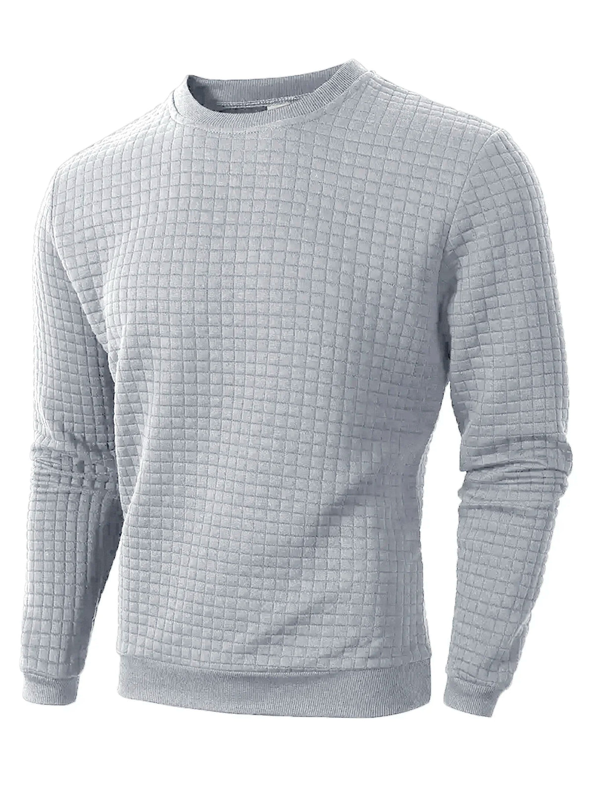 Jersey Hombre Cuello Redondo Jacquard Cuadros – Slim Fit Casual Streetwear Otoño