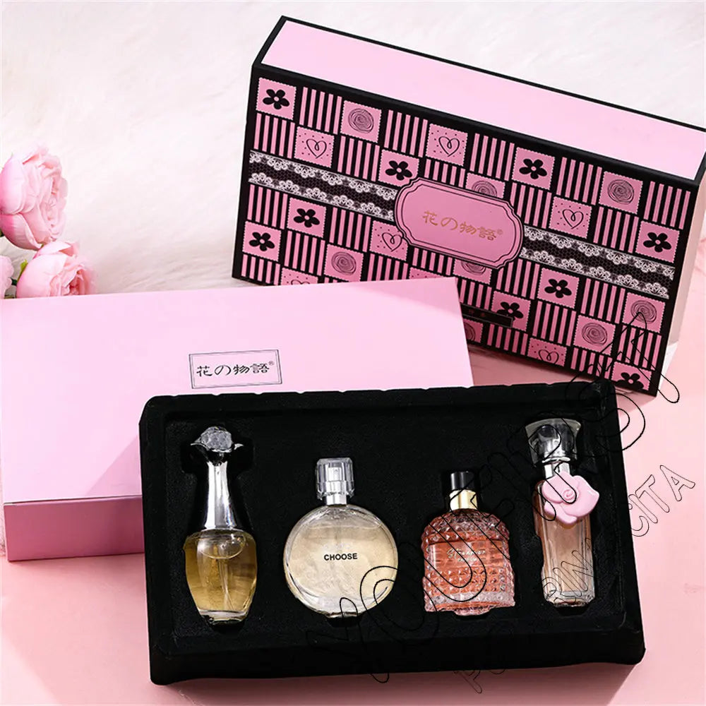 Set Regalo 4 Perfumes Mujer 100ml Floral Natural Fresco – Caja de Lujo Spray Feminino Originales