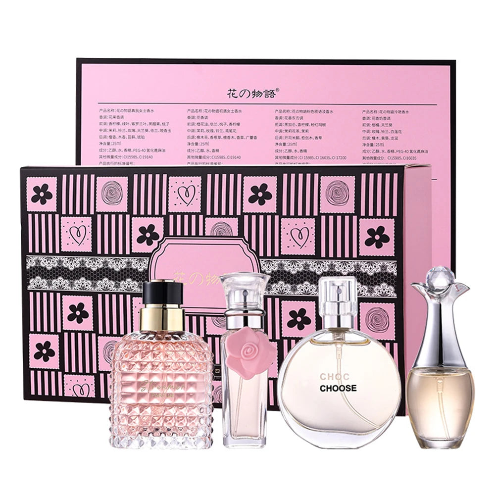 Set Regalo 4 Perfumes Mujer 100ml Floral Natural Fresco – Caja de Lujo Spray Feminino Originales