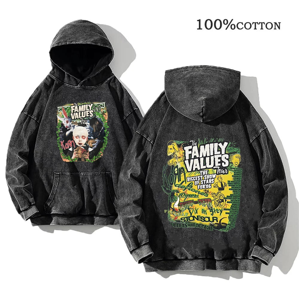 Sudadera Vintage Lavada Korn Rock Band Streetwear
