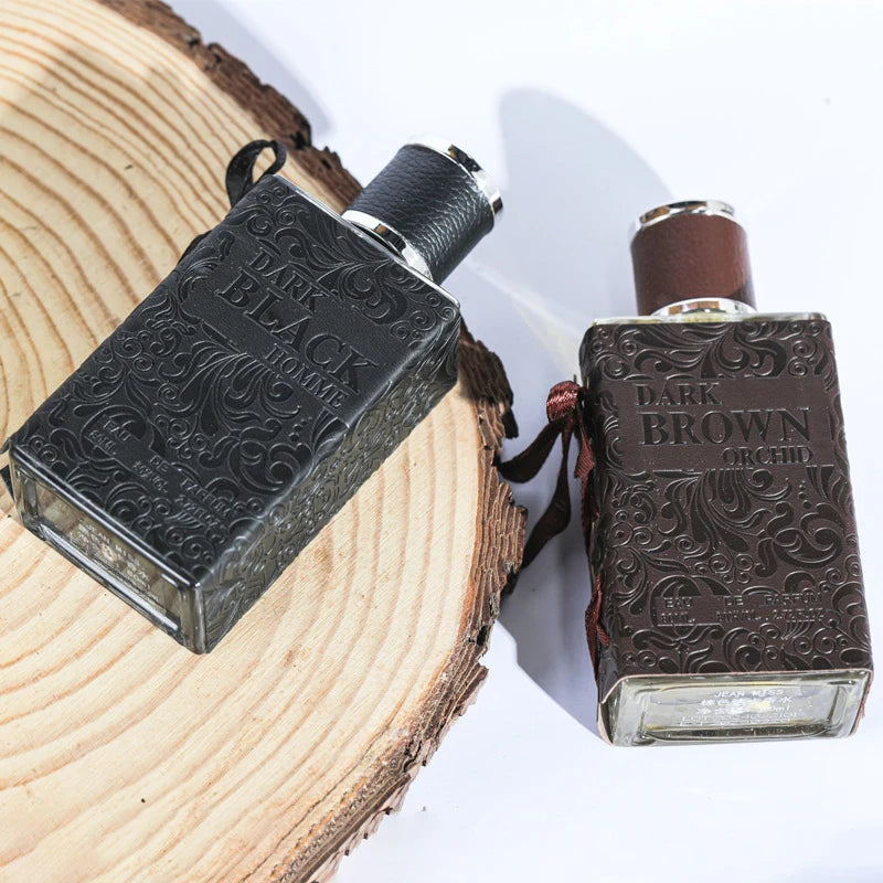 Colonia Hombre Cuero Sándalo Amaderado 80ml – Fresca Natural Ligera Larga Duración Marrón Oscuro