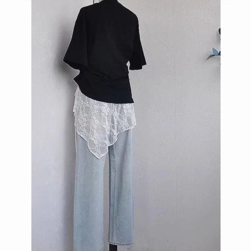 Falda Corta Mujer Encaje Francés Capas Lazada – Wrap Bandage Estilo Vintage Primavera Verano