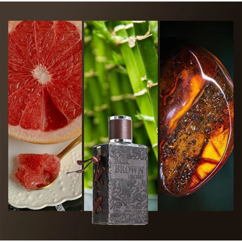 Colonia Hombre Cuero Sándalo Amaderado 80ml – Fresca Natural Ligera Larga Duración Marrón Oscuro