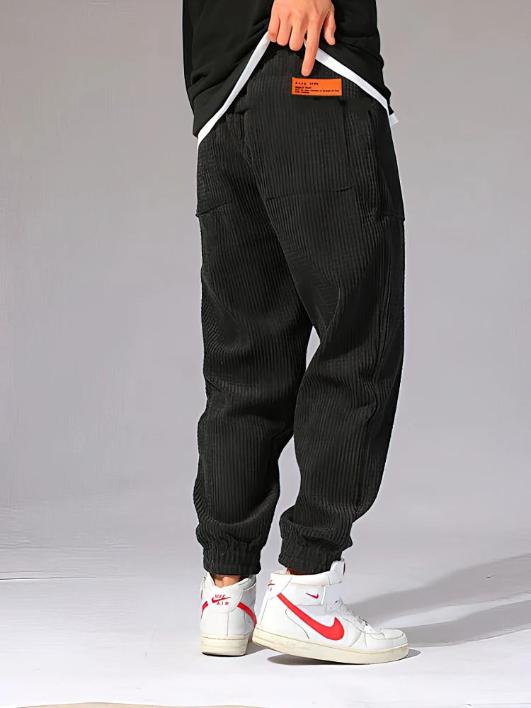 Pantalón Hombre Pana Harem Térmico – Streetwear Moto Jogger Otoño Invierno, Talla S-XXXL
