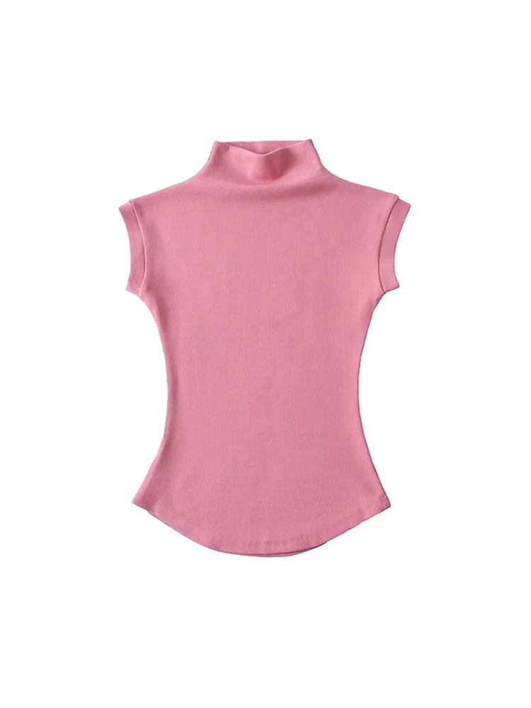 Women's High Neck Slim Fit Sleeveless Top – Summer Streetwear Style