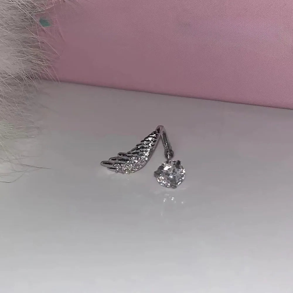 Pendientes Alas de Ángel con Zirconia – Acero Inoxidable Estilo Coreano Y2K