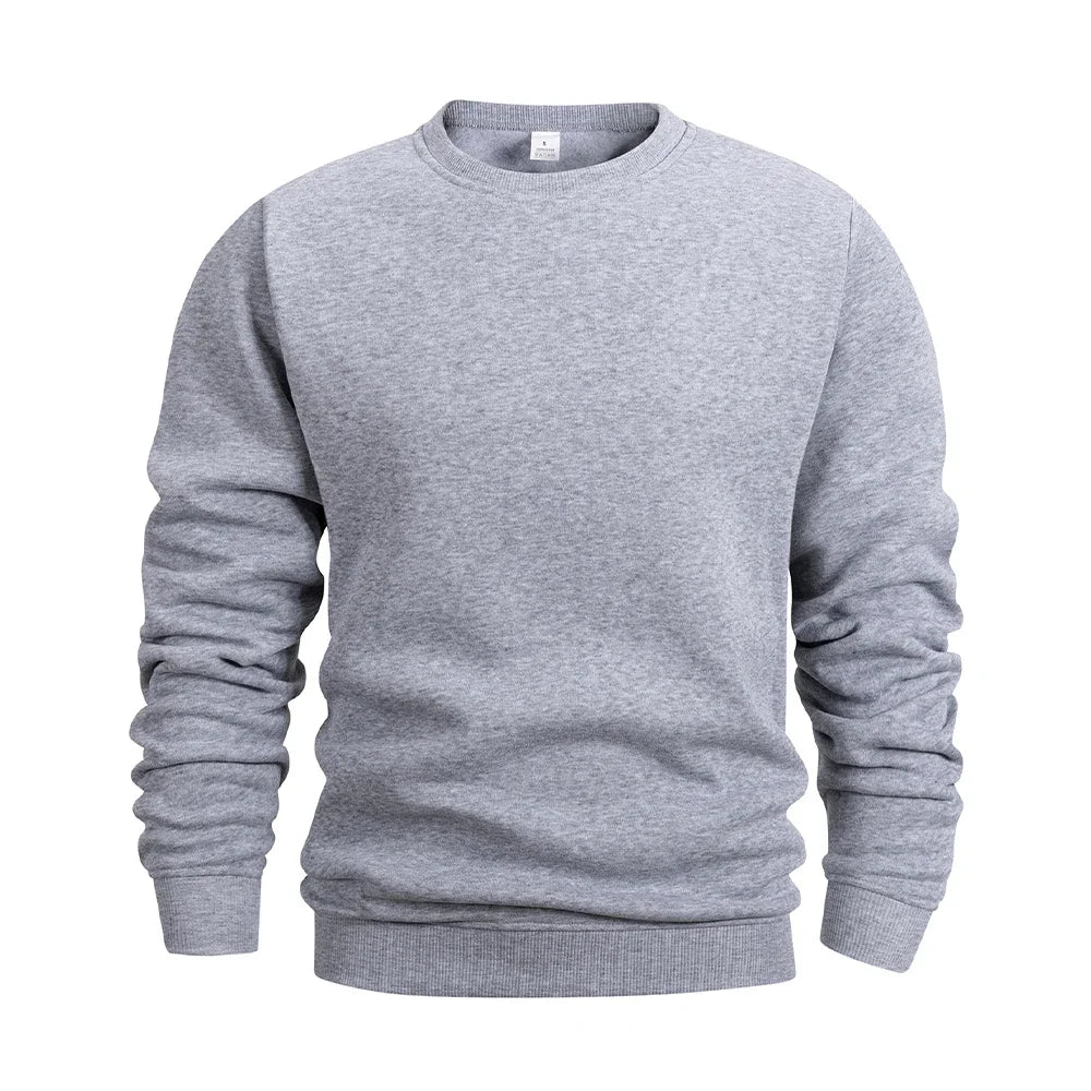 Sudadera Hombre Cuello Redondo Forro Polar Cálida Holgada – Pull Deportivo Sólido Otoño Invierno