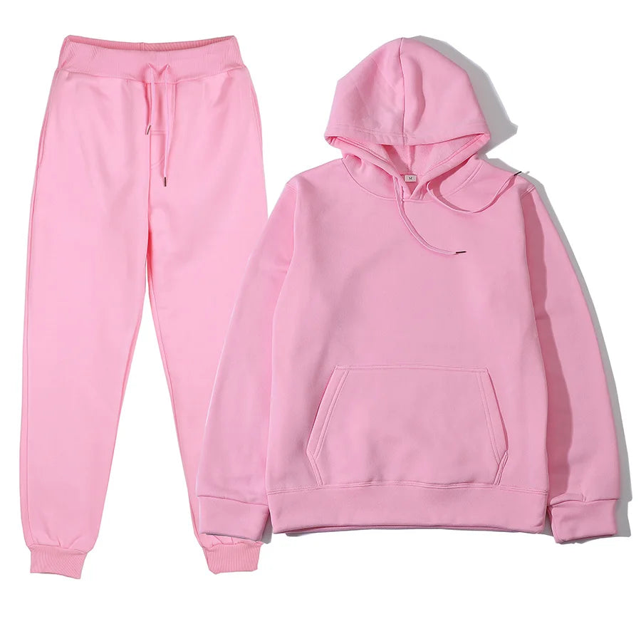 Conjunto Chándal Hombre 2 Piezas Hoodie + Pantalón – Deportivo Casual Color Sólido, Talla S-3XL