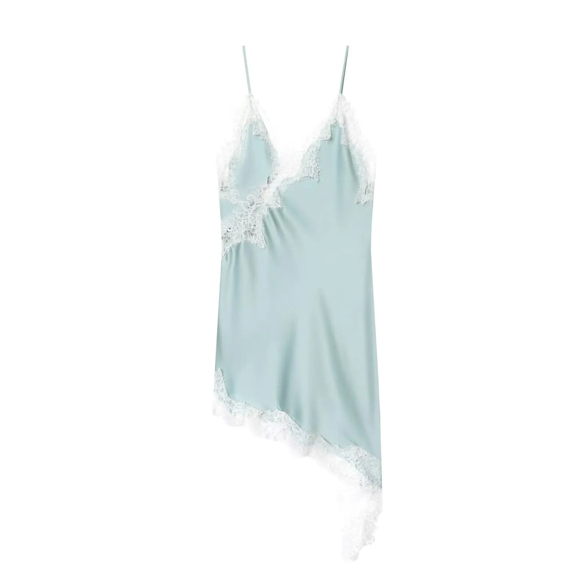 Vestido Mini Satén con Encaje Mujer – Asimétrico Sexy, Fiesta & Playa