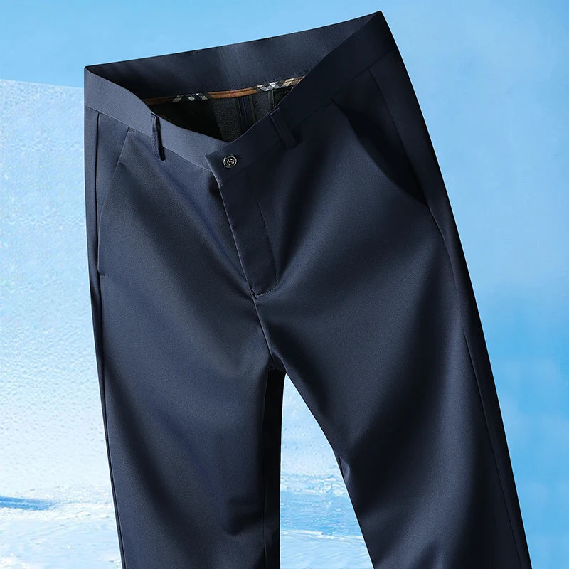 Pantalón Hombre Recto Antiplancha Tejido Sedoso – Ligero Casual Primavera Verano, Talla 29-42