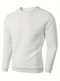 Jersey Hombre Cuello Redondo Jacquard Cuadros – Slim Fit Casual Streetwear Otoño