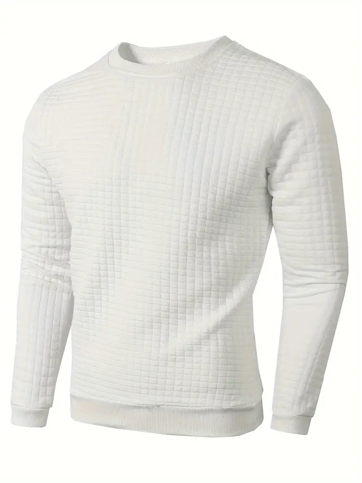 Jersey Hombre Cuello Redondo Jacquard Cuadros – Slim Fit Casual Streetwear Otoño