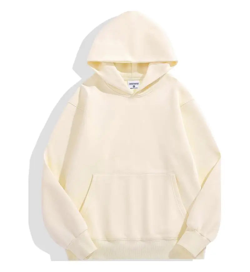 Men's Heavyweight 500GSM Cotton Sweatshirt Solid Color – Premium Thick Autumn Winter Hoodie