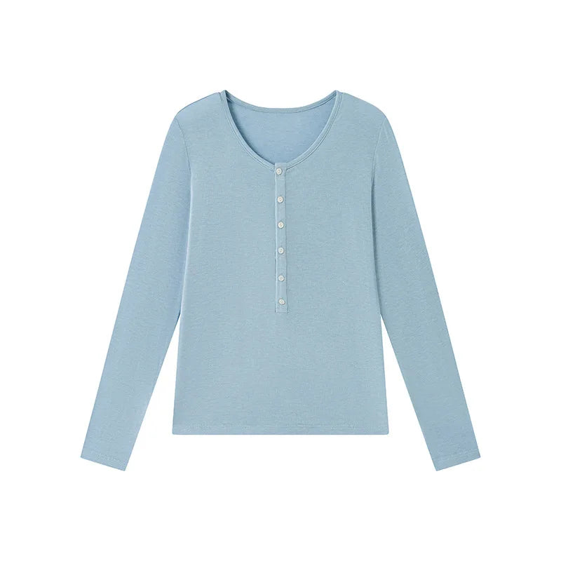 Jersey Lana & Seda Manga Larga Mujer Slim Fit – Punto Fino Otoño-Invierno