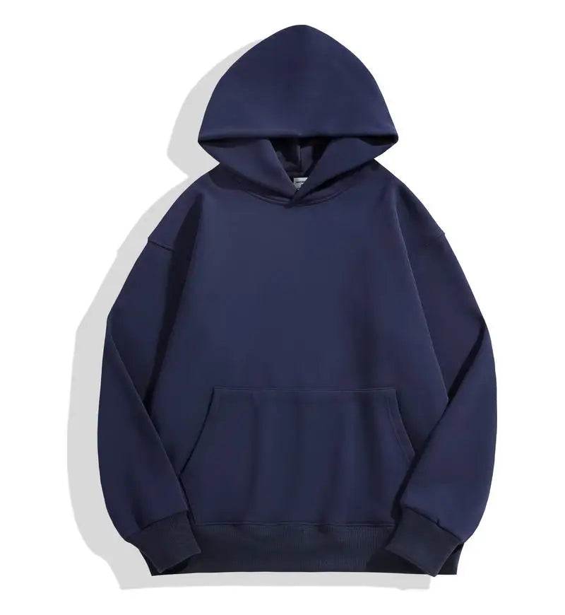 Men's Heavyweight 500GSM Cotton Sweatshirt Solid Color – Premium Thick Autumn Winter Hoodie