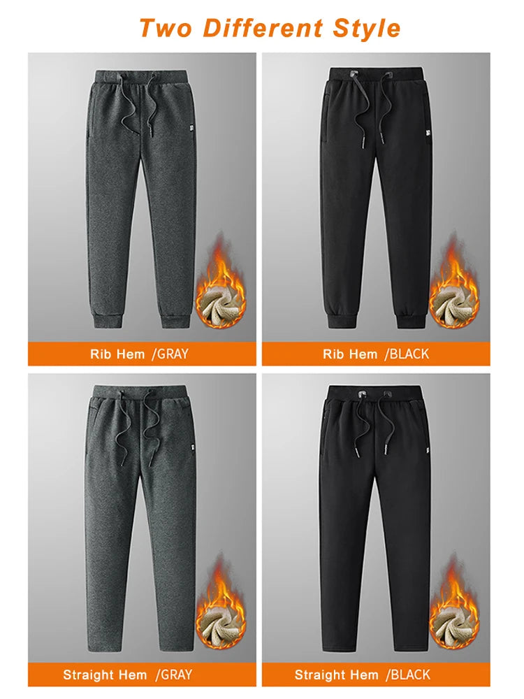 Pantalones de chándal para hombre de invierno: joggers gruesos y cálidos de felpa, ropa deportiva casual de algodón con bolsillos con cremallera y tallas grandes (6XL, 7XL, 8XL).
