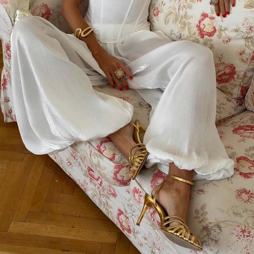 Pantalón Bombacha Mujer Crepe Cintura Alta – Estilo Vintage Plisado, Talla S-L