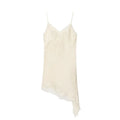 Vestido Mini Satén con Encaje Mujer – Asimétrico Sexy, Fiesta & Playa