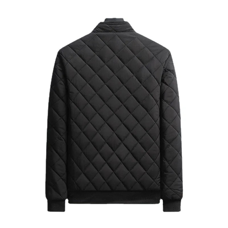 Bomber Hombre Patrón Diamante Forro Polar Slim Fit 2026 – Chaqueta Casual Moda Otoño Invierno