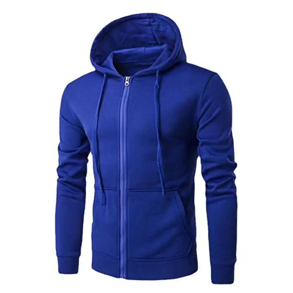 Men's Slim Fit Zip-Up Hoodie – Casual Autumn Winter, Solid Colors