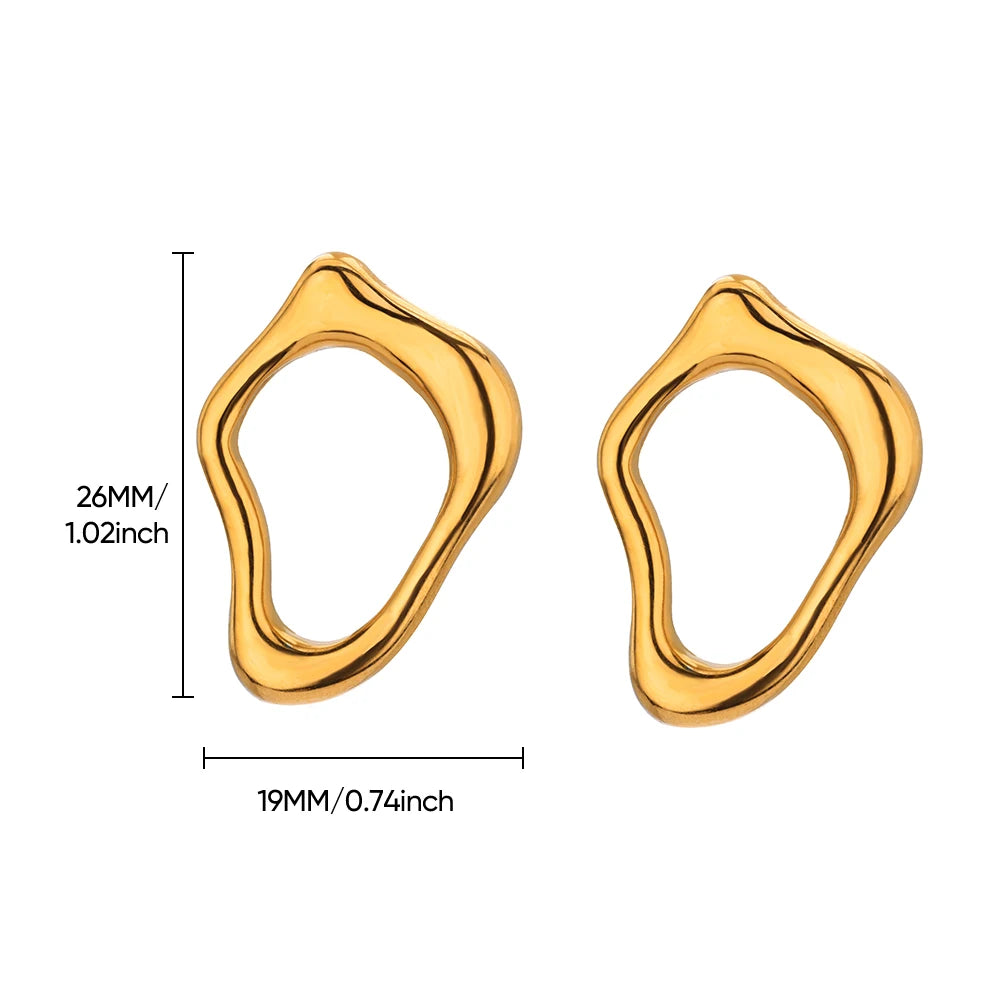 Pendientes Irregulares de Acero Inoxidable – Diseño Estético Dorado para Mujer