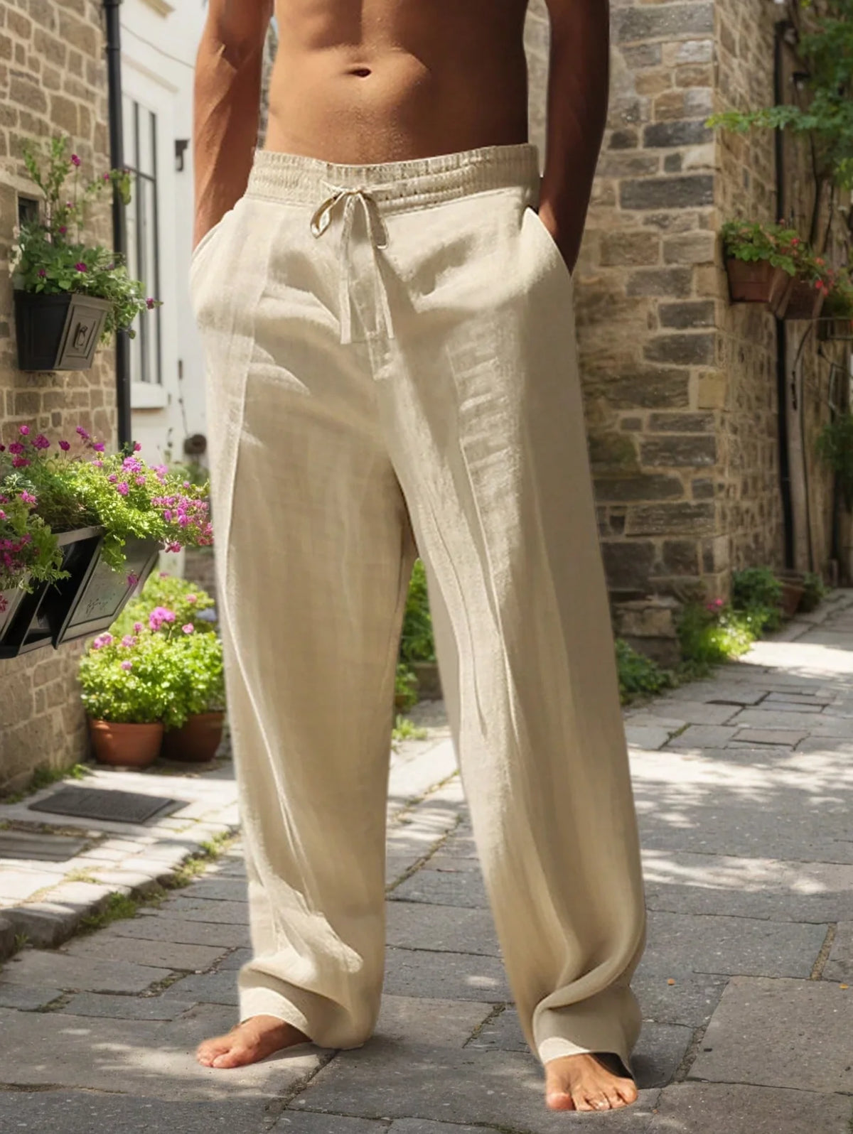 Nuevos pantalones de playa para hombre: pantalones largos holgados, versátiles, de algodón y cáñamo, ideales para el día a día, el ocio al aire libre y el fitness, perfectos para otoño e invierno.