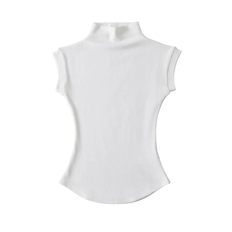Top Sin Mangas Cuello Alto Slim Fit Mujer – Estilo Streetwear Verano