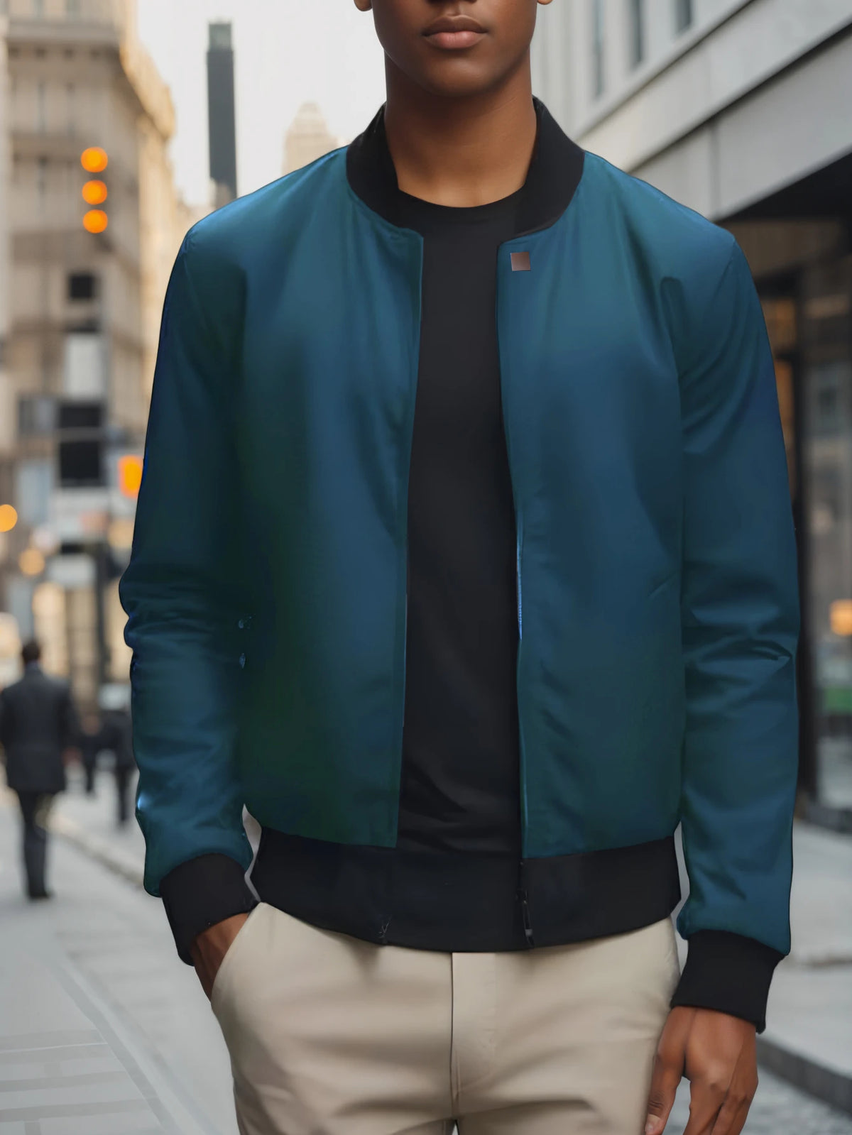 Men's Baseball Jacket Round Neck Short Loose Fit – Lightweight Casual Spring Autumn Size S-XL