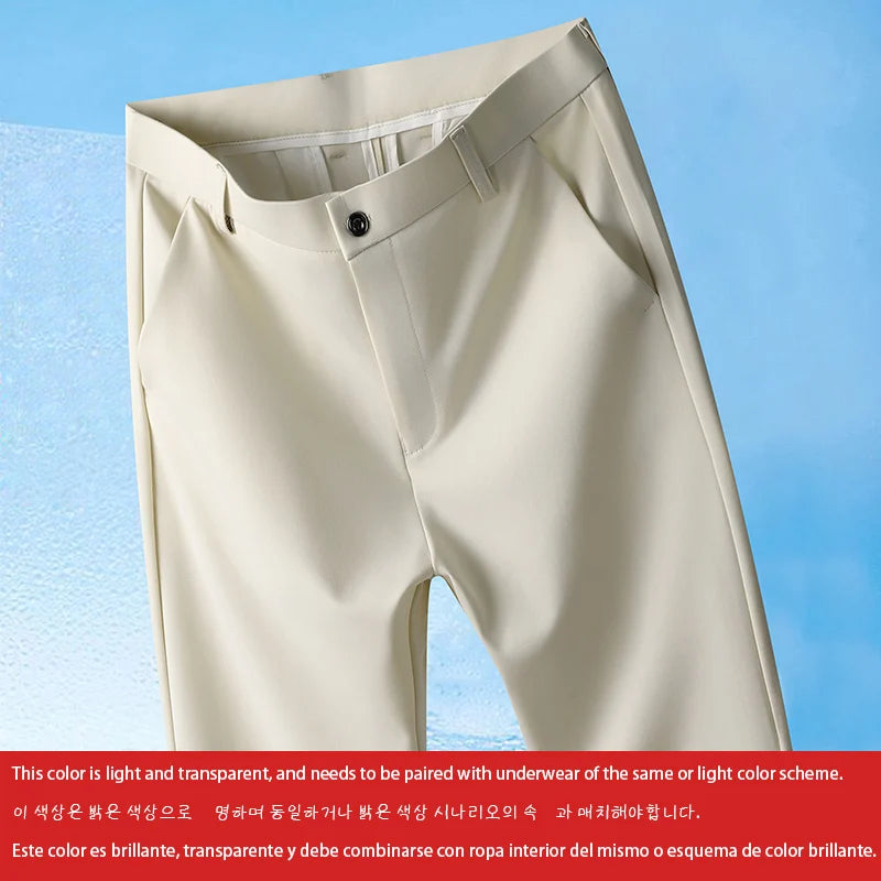 Pantalón Hombre Recto Antiplancha Tejido Sedoso – Ligero Casual Primavera Verano, Talla 29-42