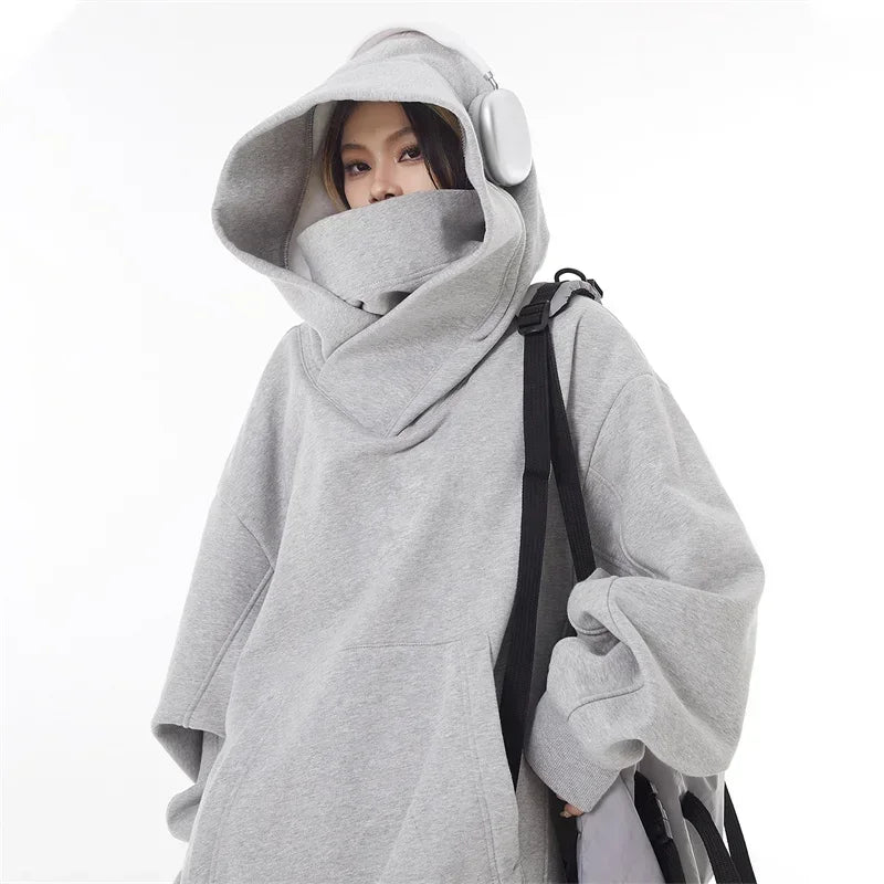 Men's Y2K Oversized Ninja Turtle Turtleneck Hoodie – Vintage Fleece Japanese Hip Hop Streetwear Autumn