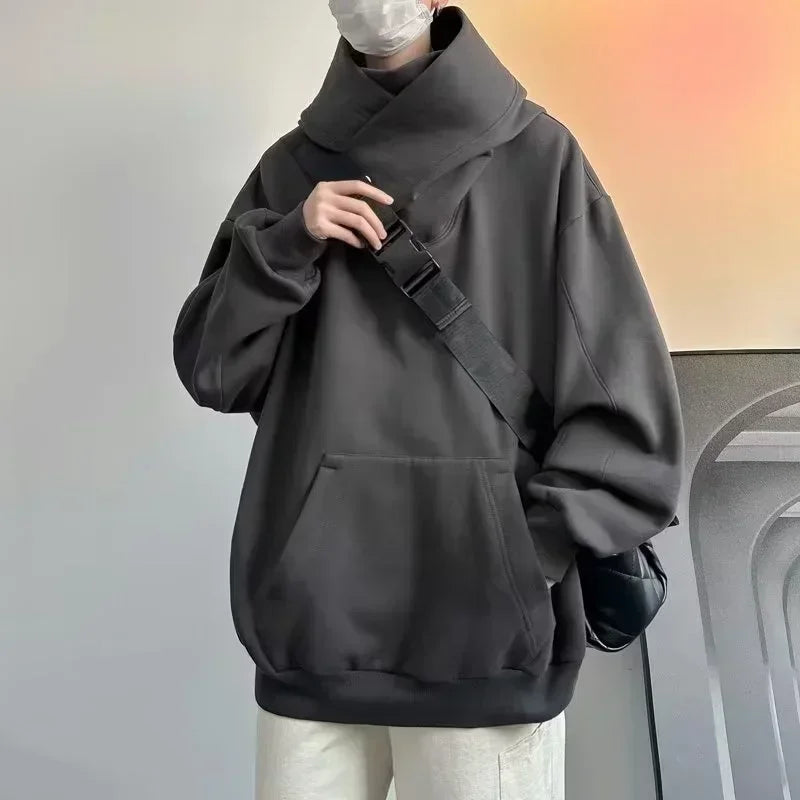 Men's Y2K Oversized Ninja Turtle Turtleneck Hoodie – Vintage Fleece Japanese Hip Hop Streetwear Autumn