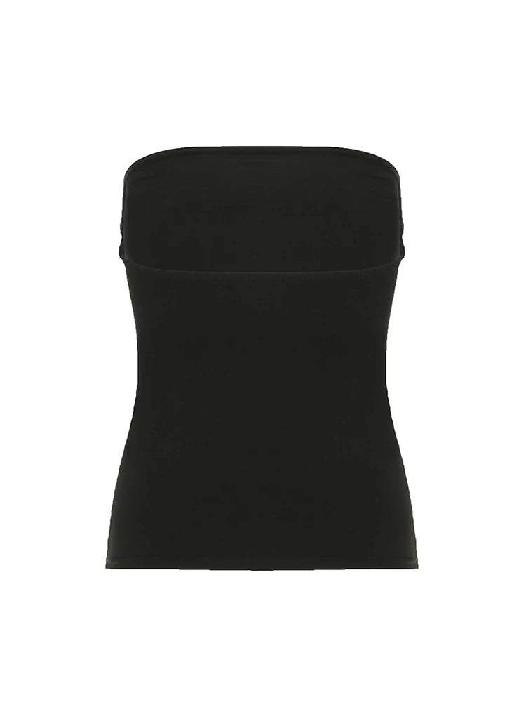 Top Tubo Gótico Estampado Negro Mujer – Cropped Y2K Streetwear Verano