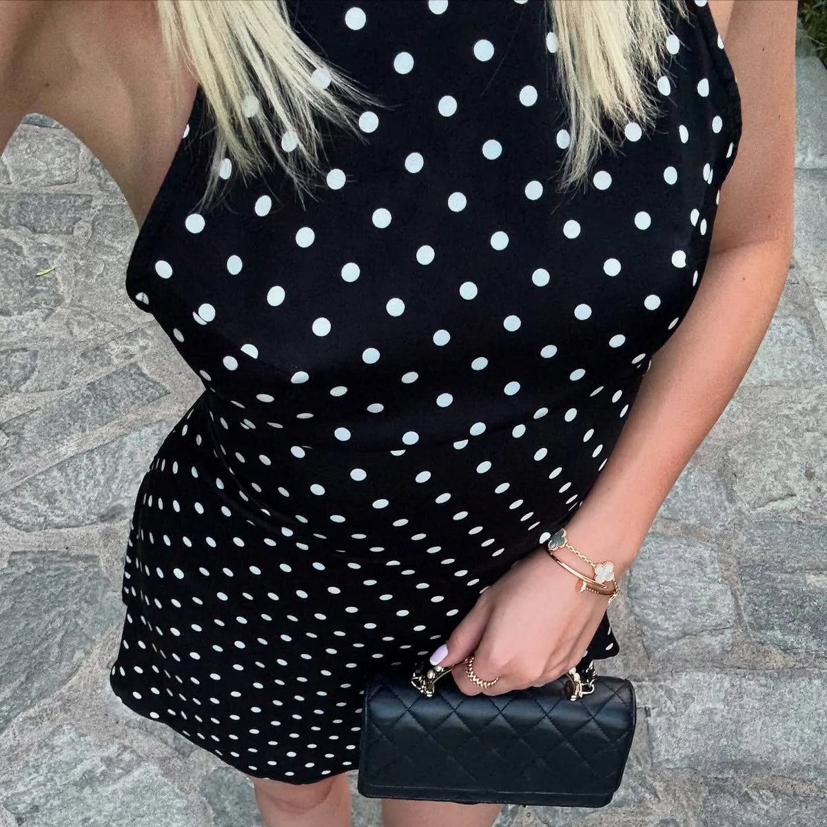 Women's Polka Dot Halter Mini Dress – Elegant, Backless, Party