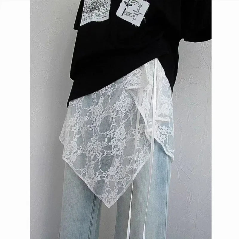 Falda Corta Mujer Encaje Francés Capas Lazada – Wrap Bandage Estilo Vintage Primavera Verano