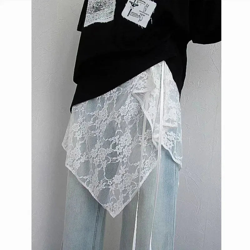 Falda Corta Mujer Encaje Francés Capas Lazada – Wrap Bandage Estilo Vintage Primavera Verano